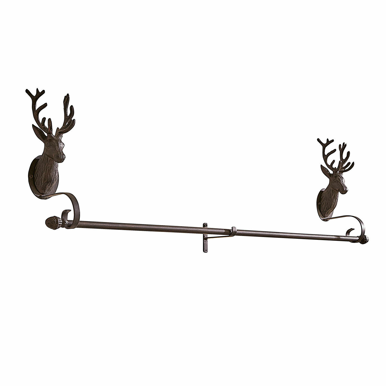 Wandhaken aus Metall in Dunkelbraun mit Hirschköpfen, dekorativ und praktisch für Flur oder Garderobe
