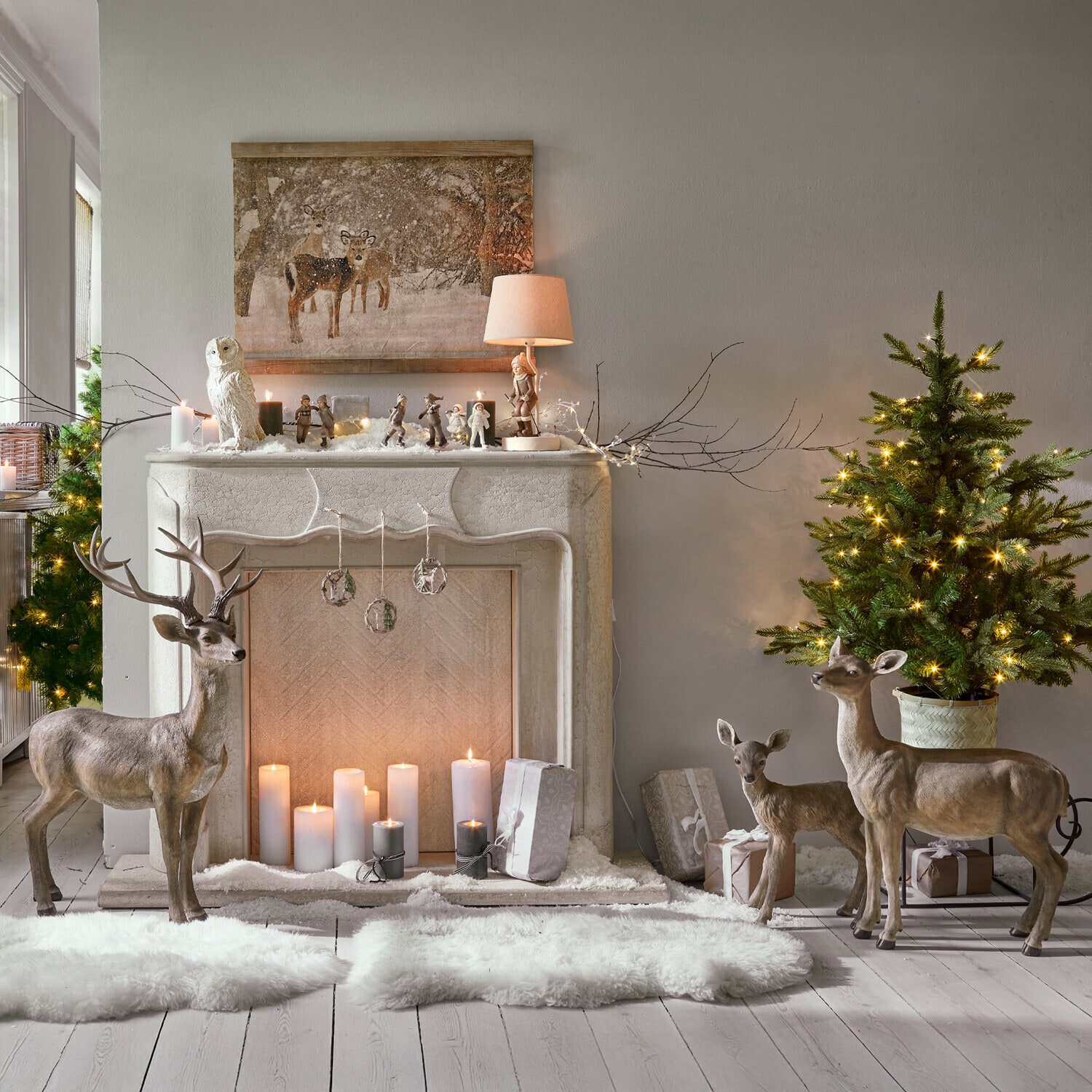 Hirsch mit Reh und Kitz Olsen