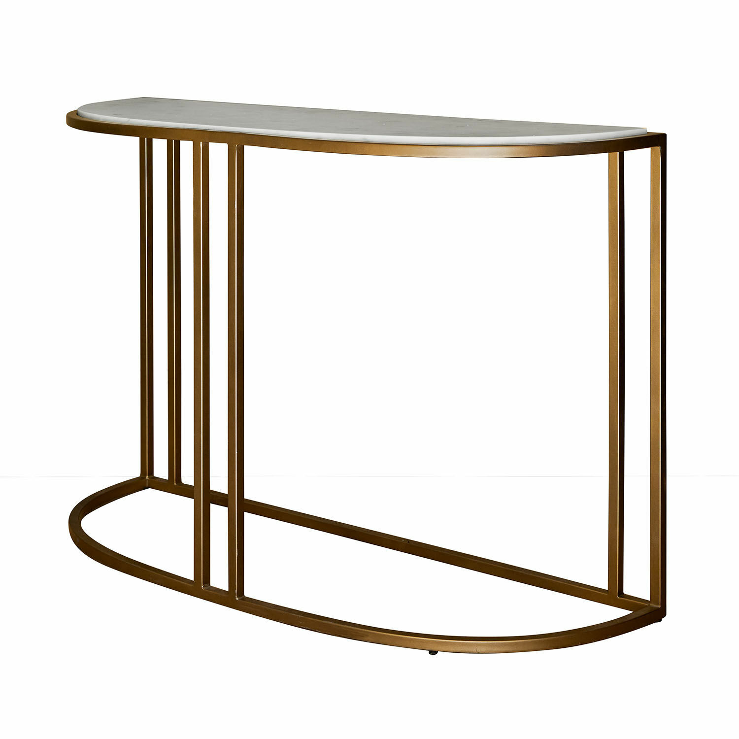Konsole Soréline Konsole mit weißer Marmorplatte und goldenem Metallgestell, elegantes Wohnzimmermöbel