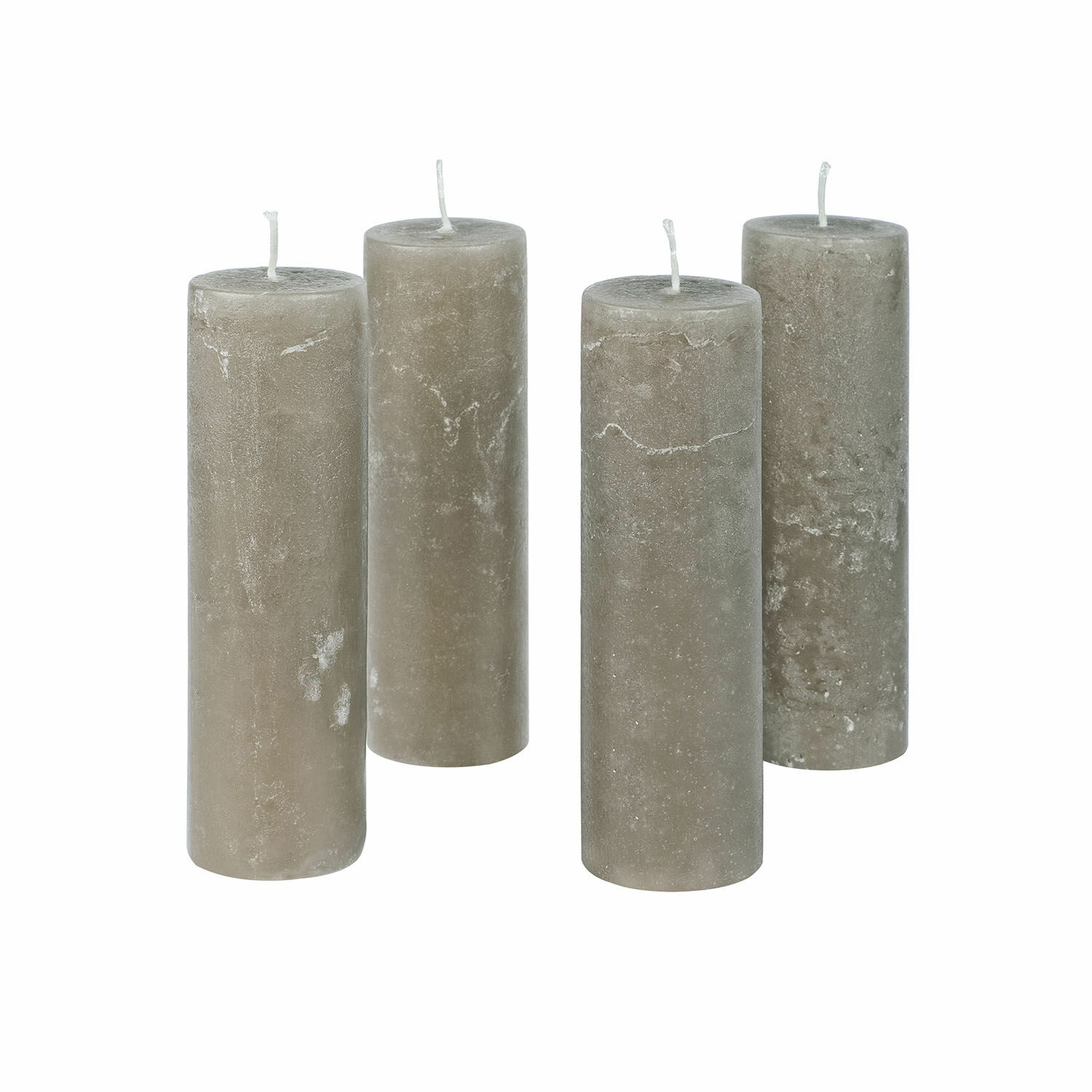 taupe 4er Set Kerzen Muriel in Taupe mit rustikaler Oberfläche, Dekoration und stimmungsvolle Beleuchtung