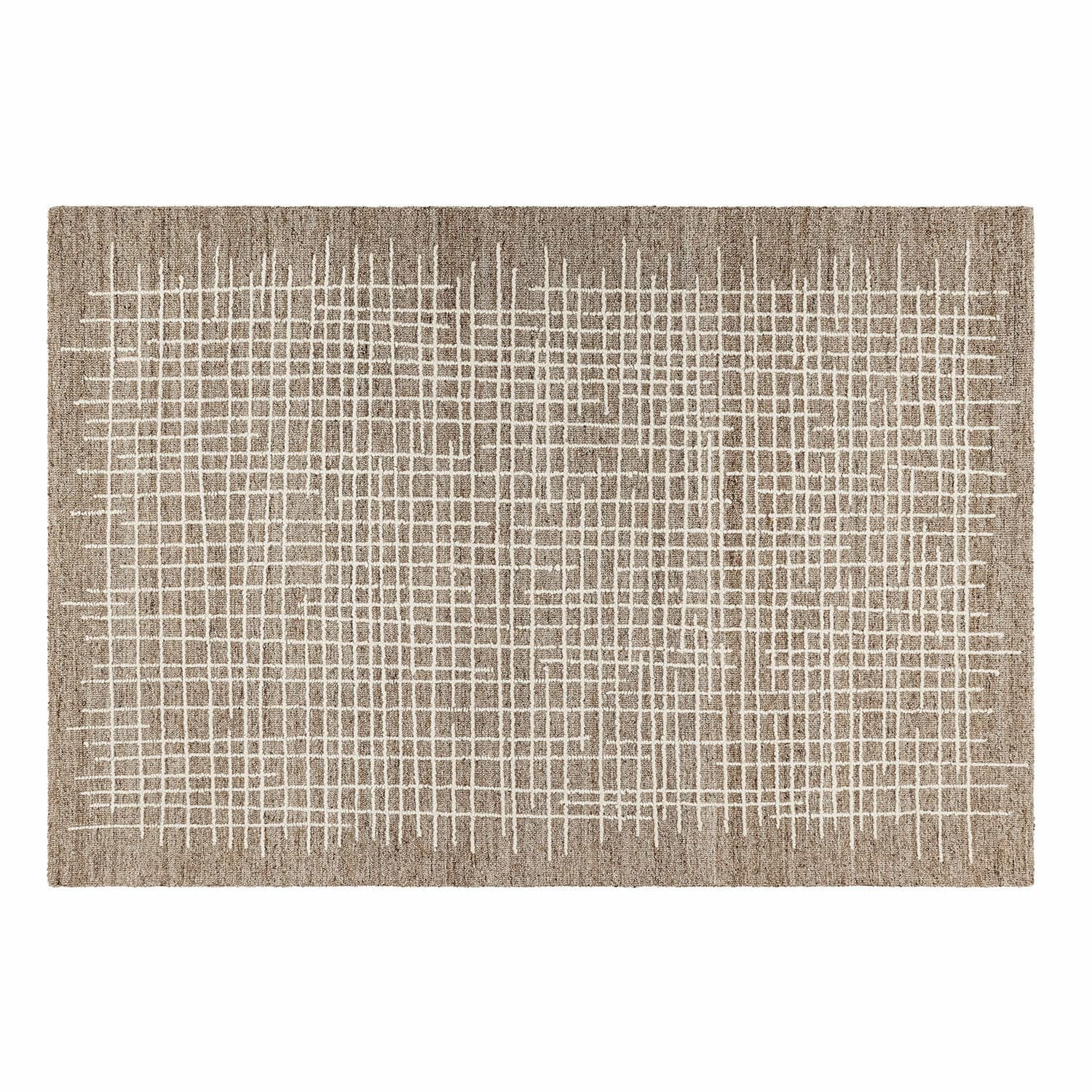 Teppich Iseralyn Beigefarbener Teppich mit weißem Linienmuster, weiches Material, moderne Wohnraumdekoration
