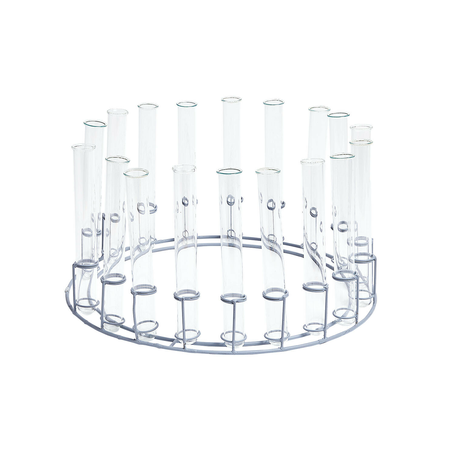 Runder Metallständer mit transparenten Glasröhrchen für Dekoration oder Blumenarrangements