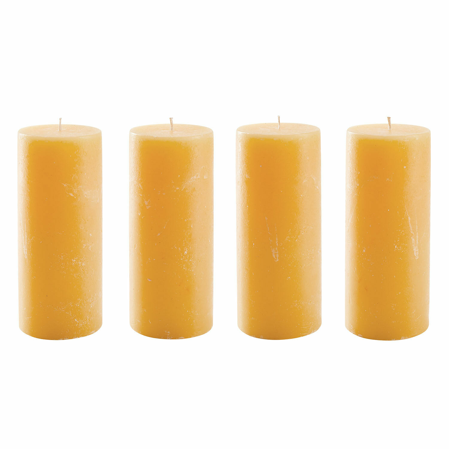 gelb 4er Set gelbe Kerzen aus Wachs, dekorative Wohnaccessoires, stimmungsvolle Beleuchtung