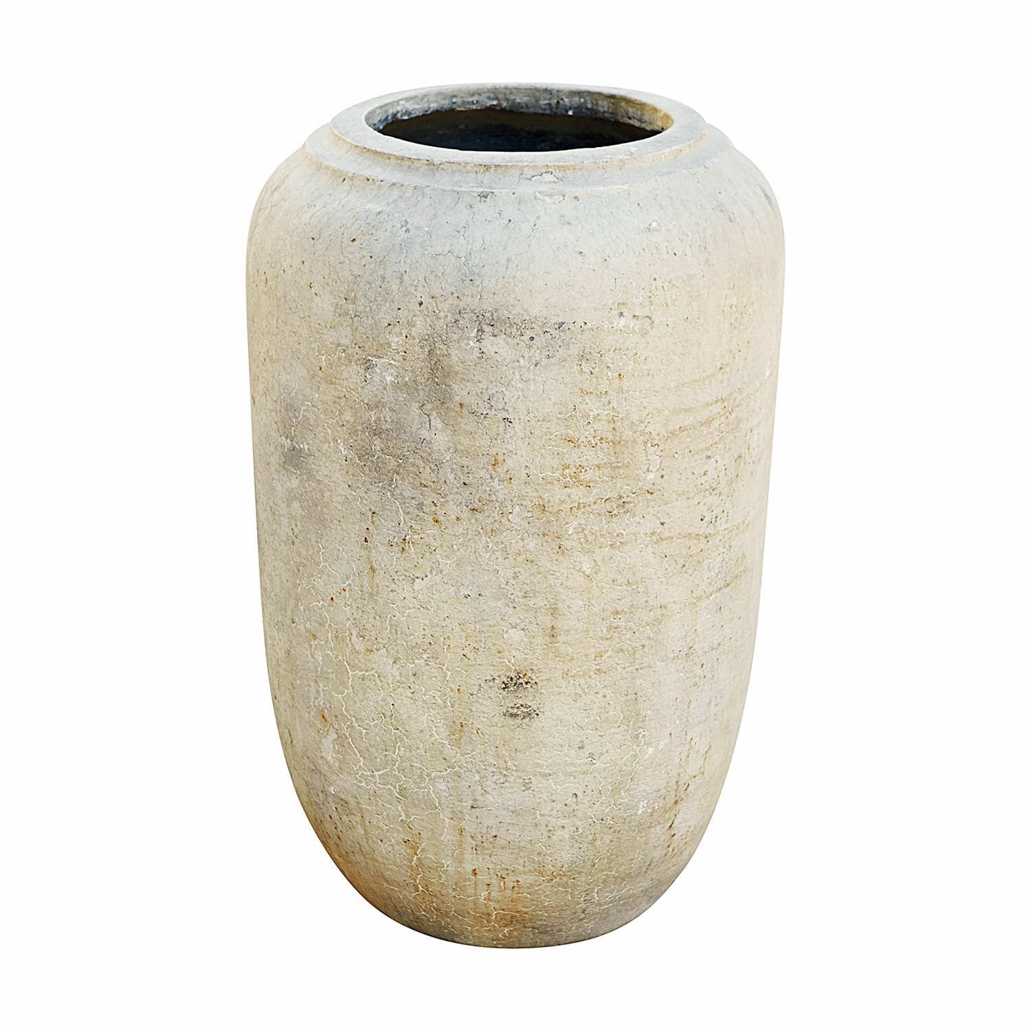 Bodenvase Xerette Große beige Keramikvase mit gealterter Oberfläche für natürliche Wohnraumdekoration
