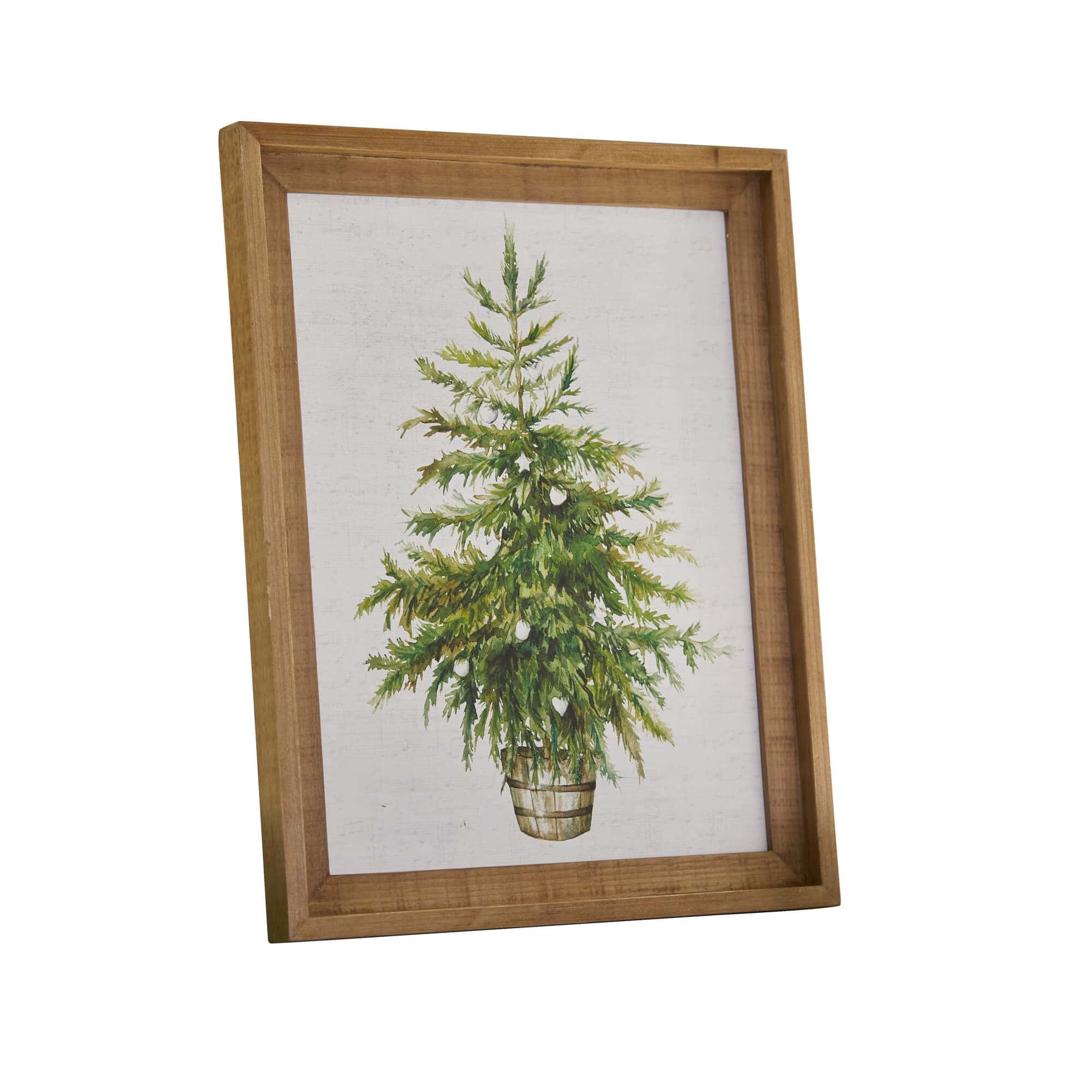Bild mit grünem Baum in Holzrahmen, festliche Wanddekoration für Zuhause