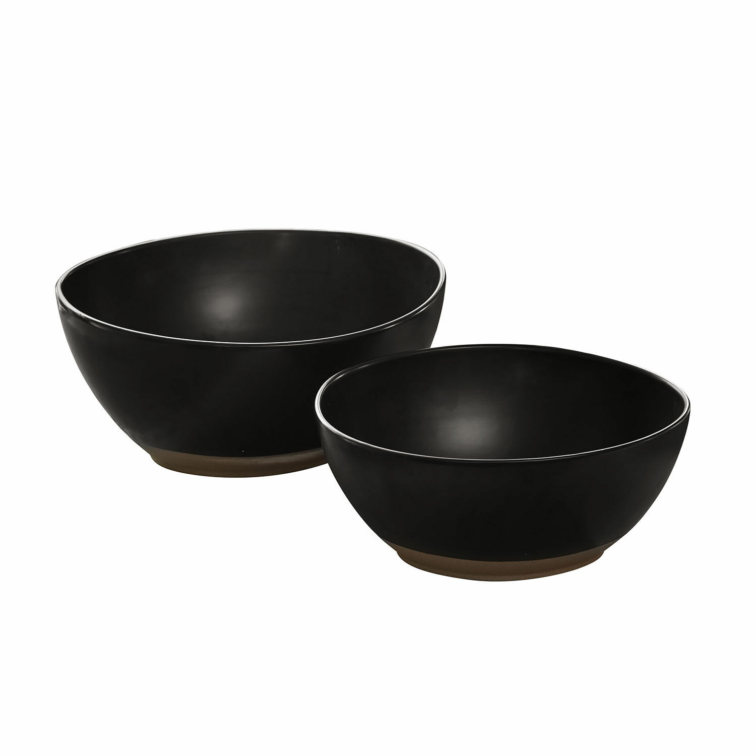 schwarz Zweiteiliges Set schwarze Salatschüsseln aus Keramik Biarritz, praktische Küchenschalen