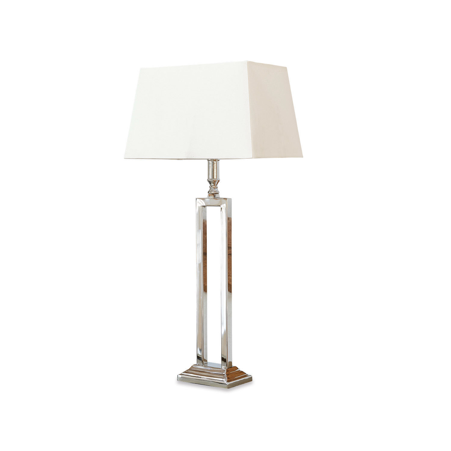 creme/silber Tischlampe Kinshaa mit cremefarbenem Schirm und silbernem Metallfuß für stilvolle Raumbeleuchtung