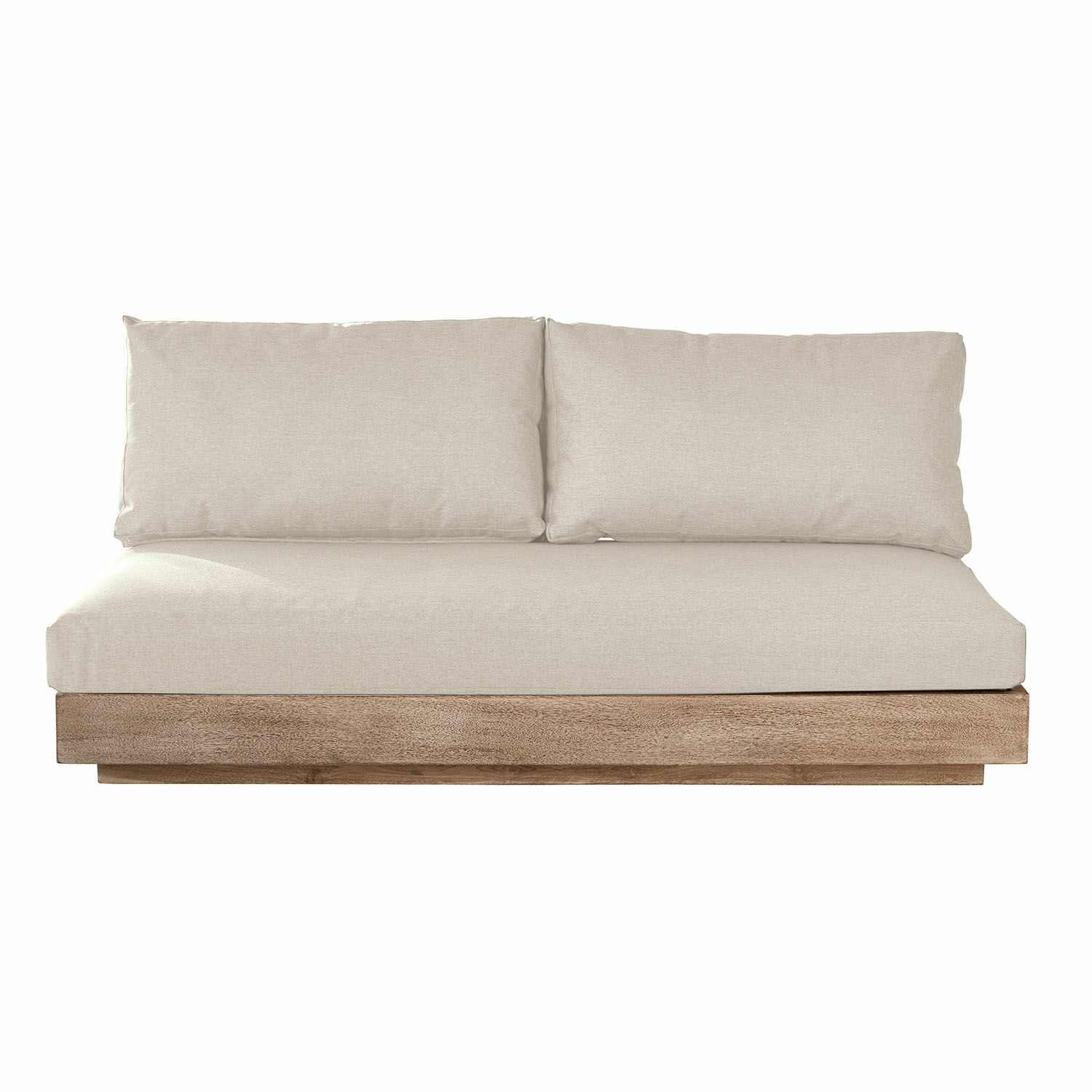 creme/braun Sofaelement Courtelevant mit cremefarbenem Stoff und brauner Holzbasis für Wohnzimmer