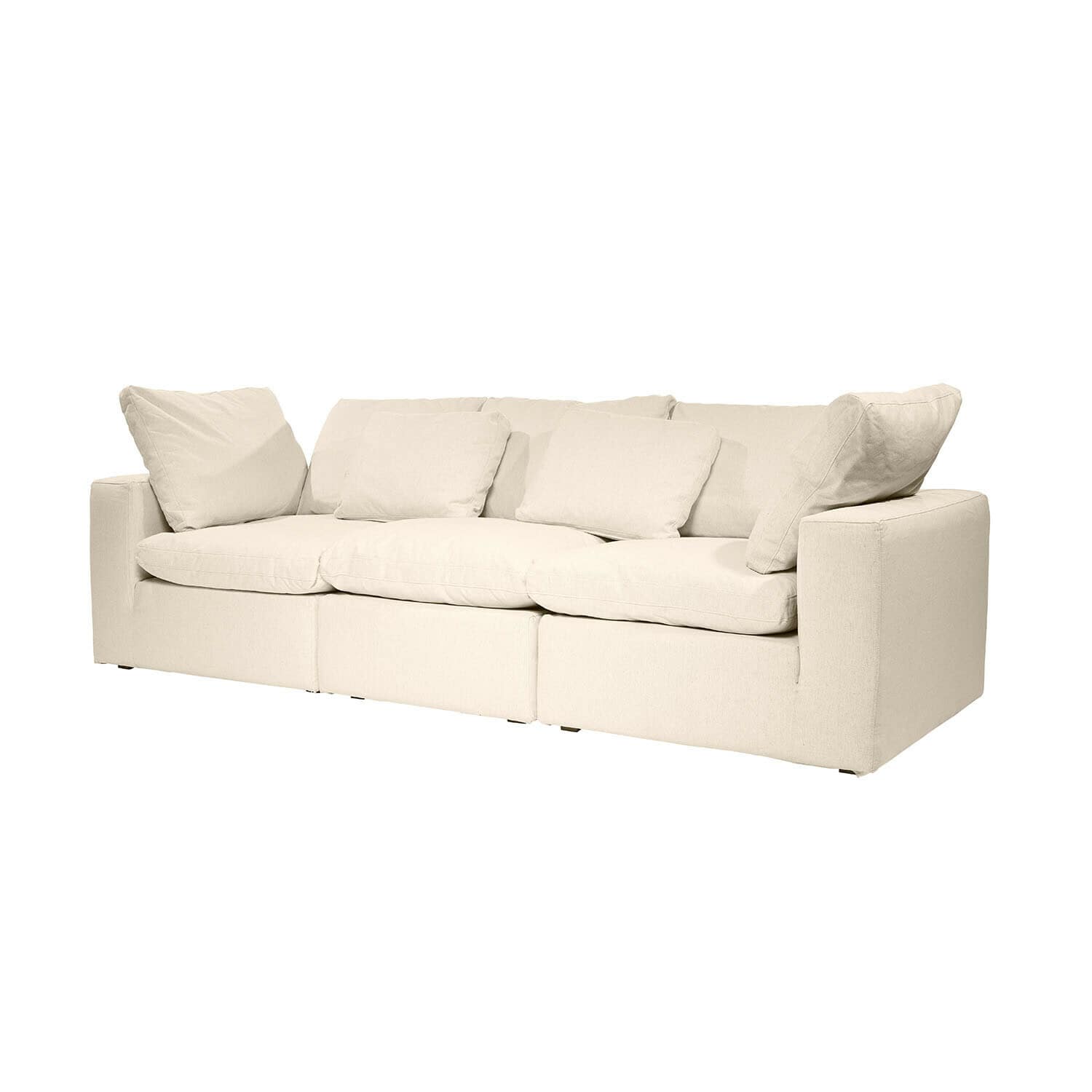 Sofa Queensbridge Beige Stoffsofa mit weichen Kissen, modernes Wohnzimmermöbel für komfortables Sitzen