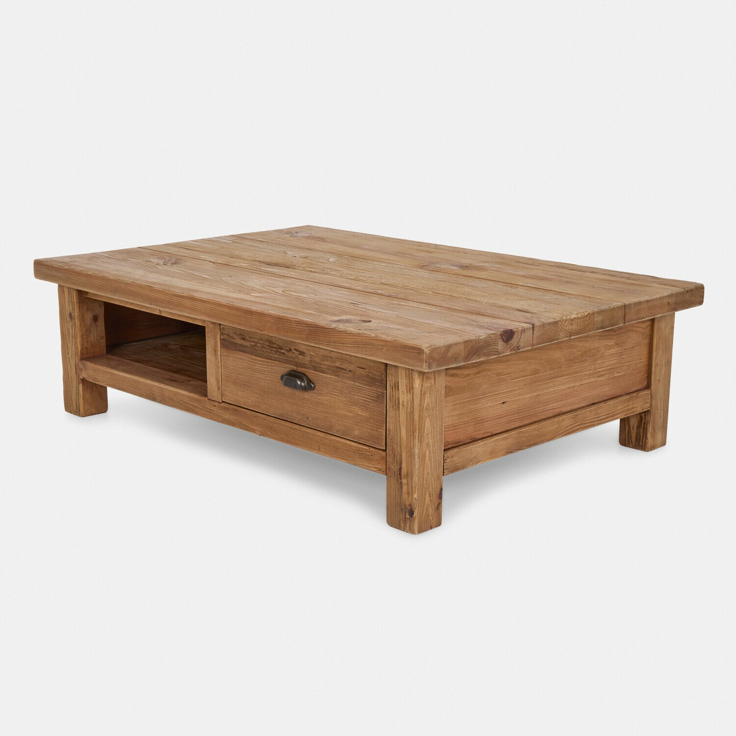 Couchtisch Umberly Couchtisch aus naturbelassenem Kiefernholz mit Schublade und Ablagefach