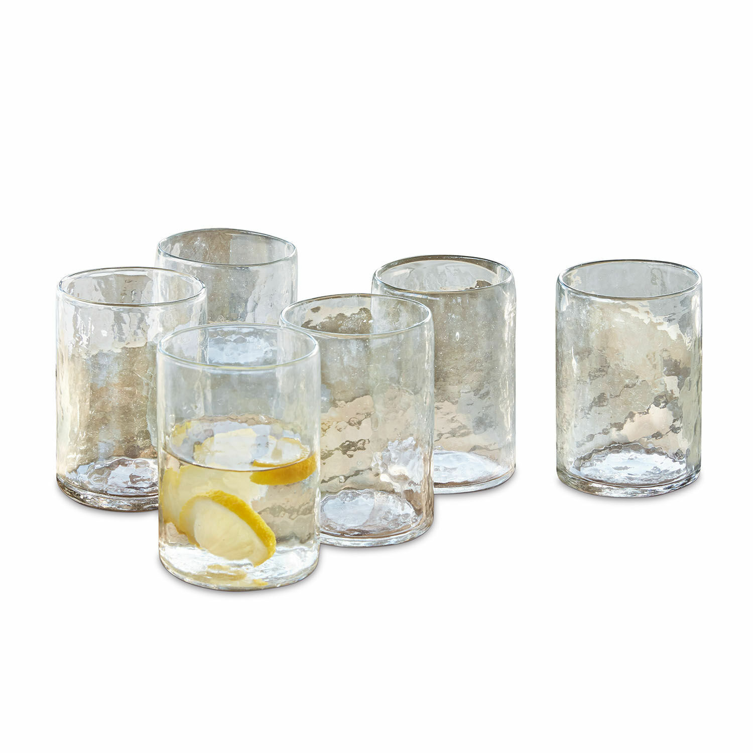Glas 6er Set Clarksville Set aus sechs transparenten Gläsern aus strukturiertem Glas, ideal für Getränke.