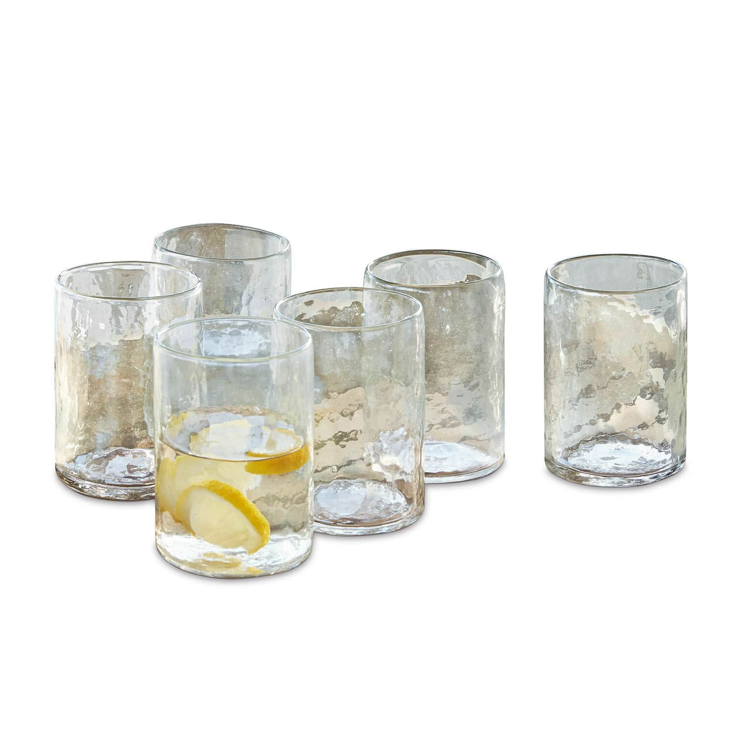 Glas 6er Set Clarksville Set aus sechs transparenten Gläsern aus strukturiertem Glas, ideal für Getränke.