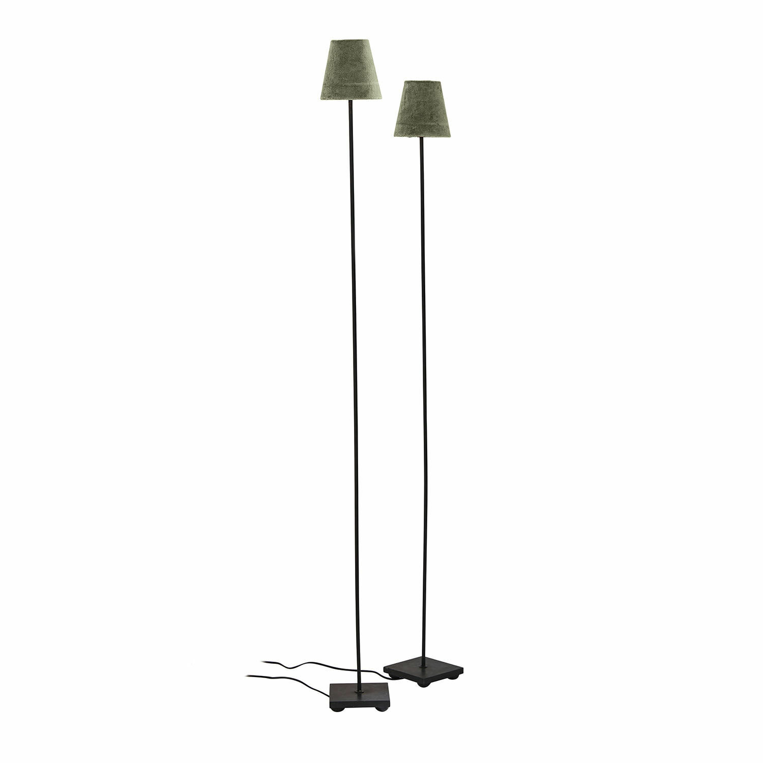 khaki/schwarz Zweier-Set Stehlampen Tacoma mit khakifarbenem Schirm und schwarzer Metallbasis für Wohnzimmer