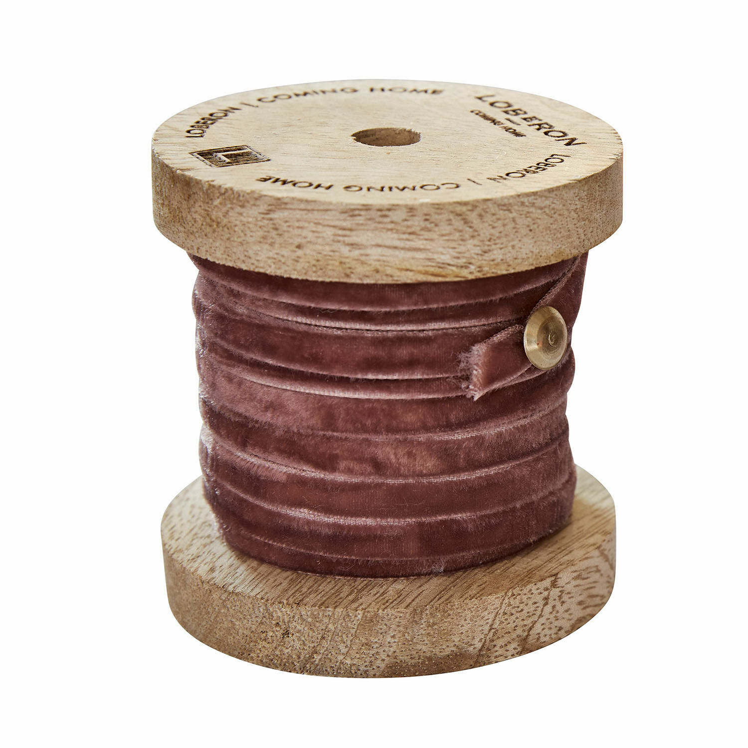 Samtband Olessa Braunes Samtband auf Holzspule, ideal für Dekoration und Bastelarbeiten