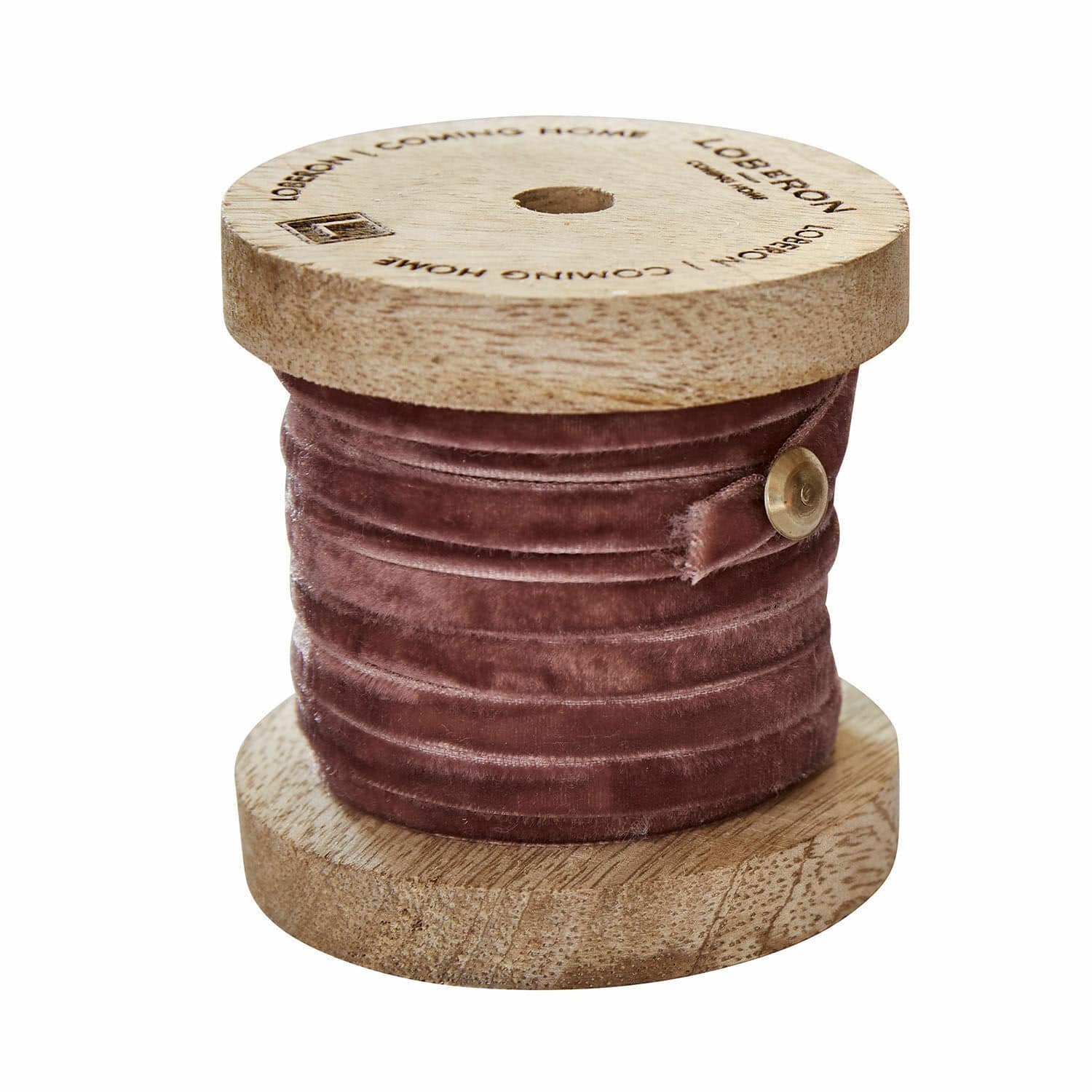 Samtband Olessa Braunes Samtband auf Holzspule, ideal für Dekoration und Bastelarbeiten