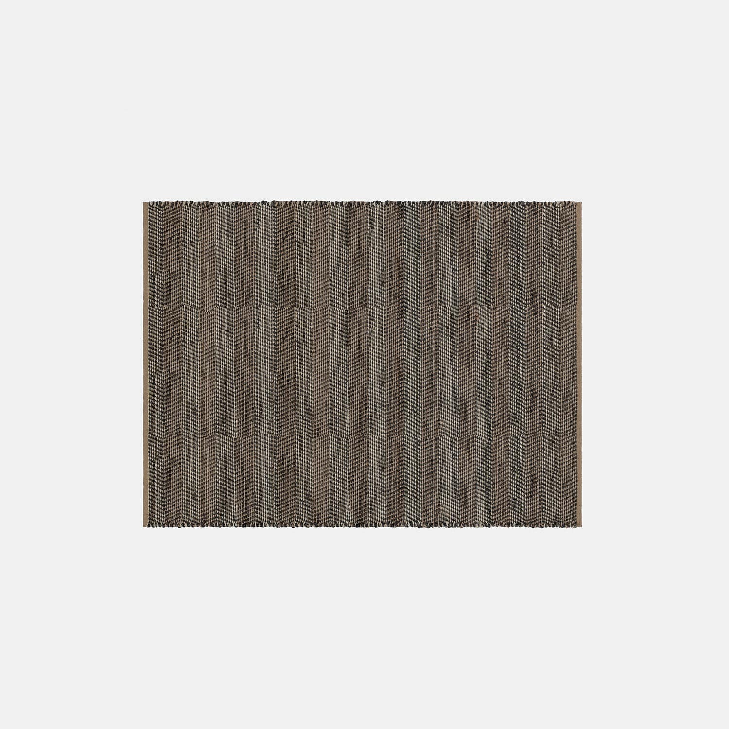Teppich Myråsen Braun-schwarzer Jute-Teppich mit geometrischem Muster, natürlicher Bodenbelag für Wohnräume