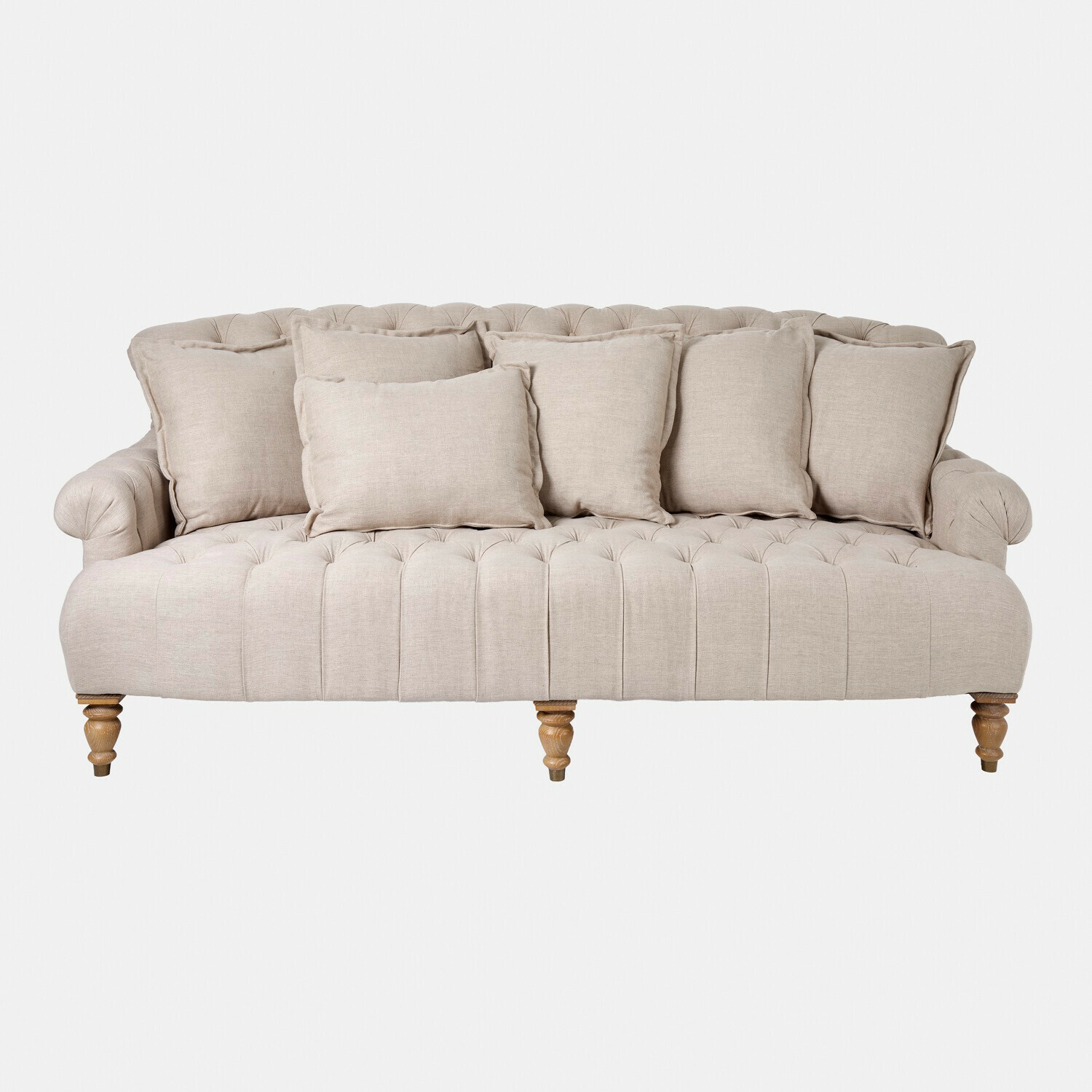 leinen Beiges Springfield Village Sofa aus Leinen mit gesteppter Sitzfläche und Kissen, stilvoll und bequem fürs Wohnzimmer