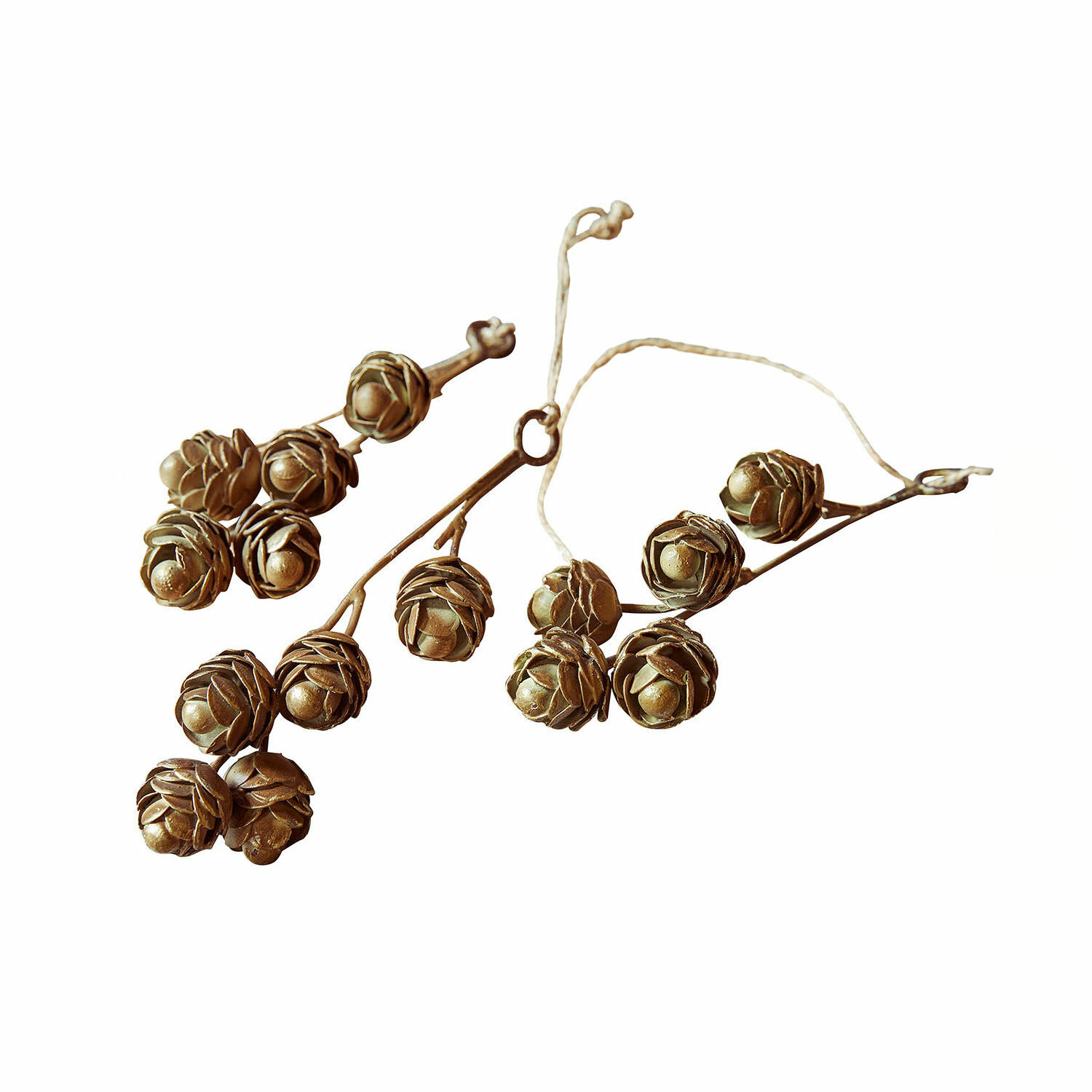 Anhänger 3er Set Lazimra Dekorative Zweige mit braunen Zapfen an Schnur für Wohn- und Weihnachtsdekoration