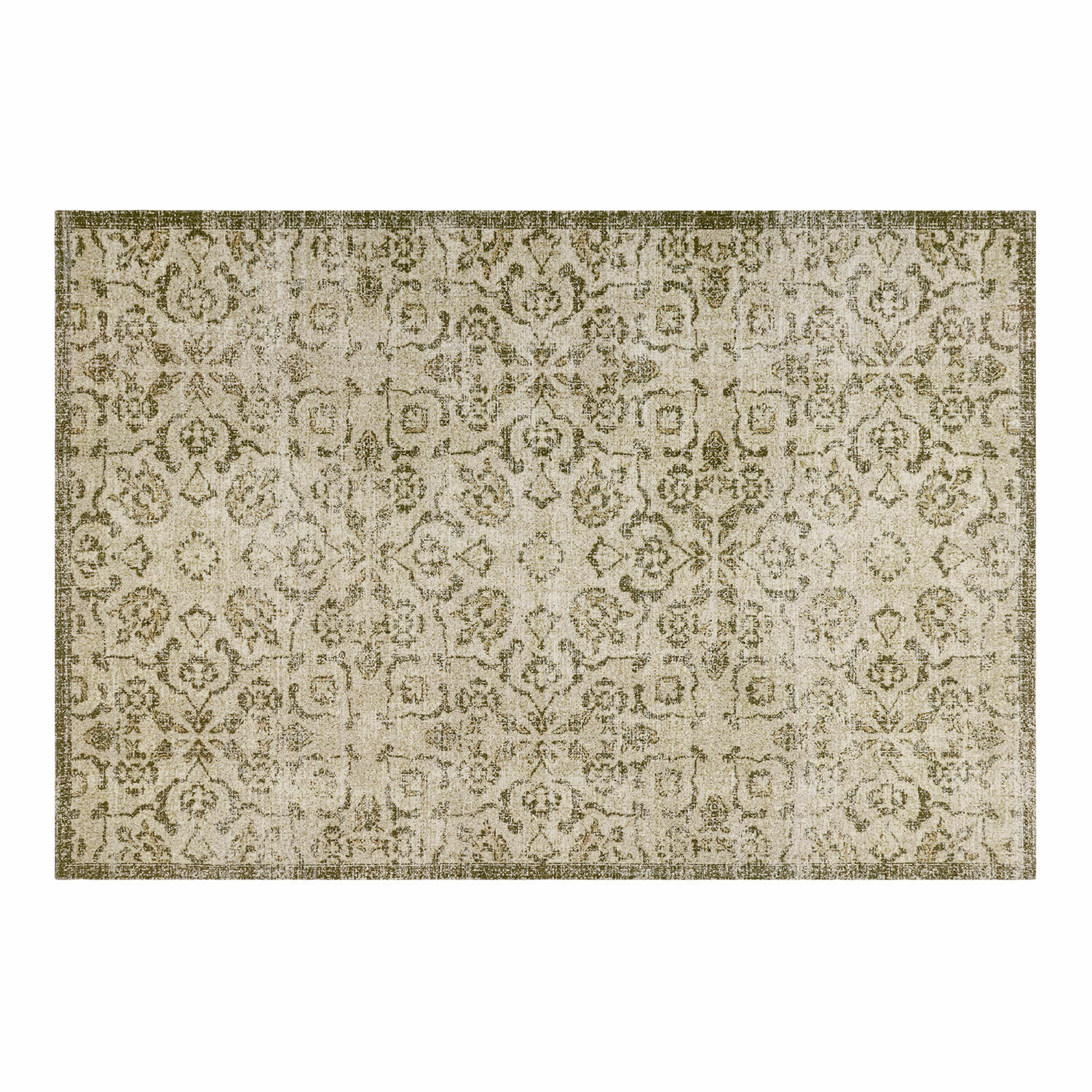 Teppich Calperino Vintage Teppich mit beigem und grünem Muster, weiches Material, stilvolle Wohnraumdeko