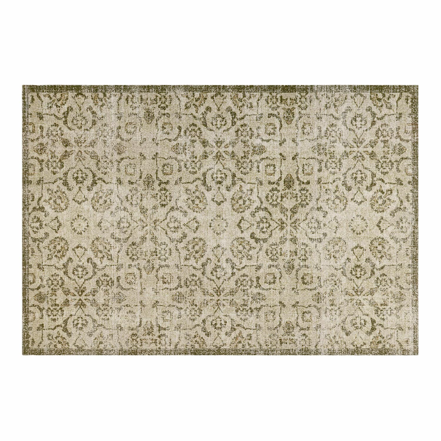 Teppich Calperino Vintage Teppich mit beigem und grünem Muster, weiches Material, stilvolle Wohnraumdeko