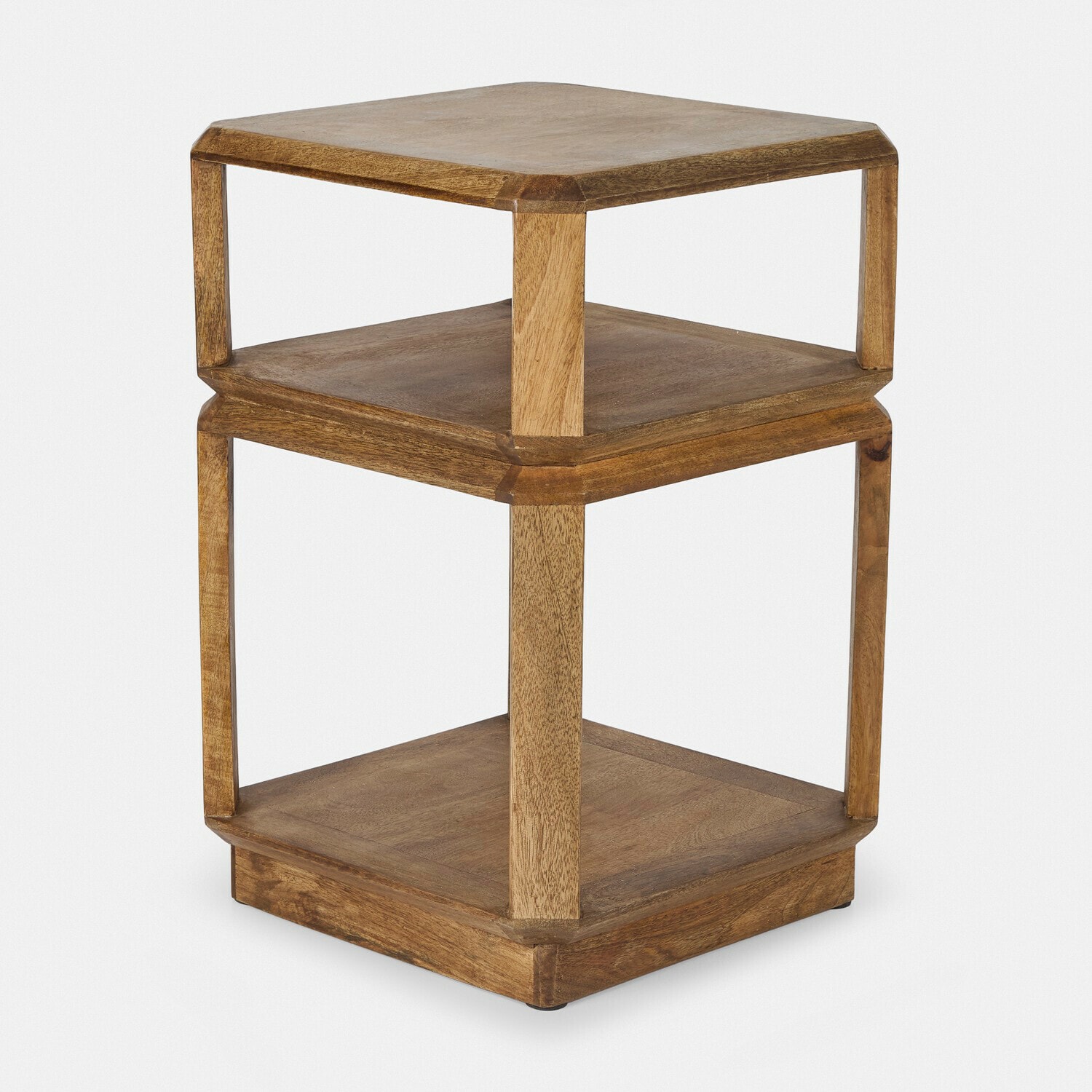 Beistelltisch Inverly Dreistöckiger Beistelltisch aus Holz in natürlicher Farbe mit schlichtem Design