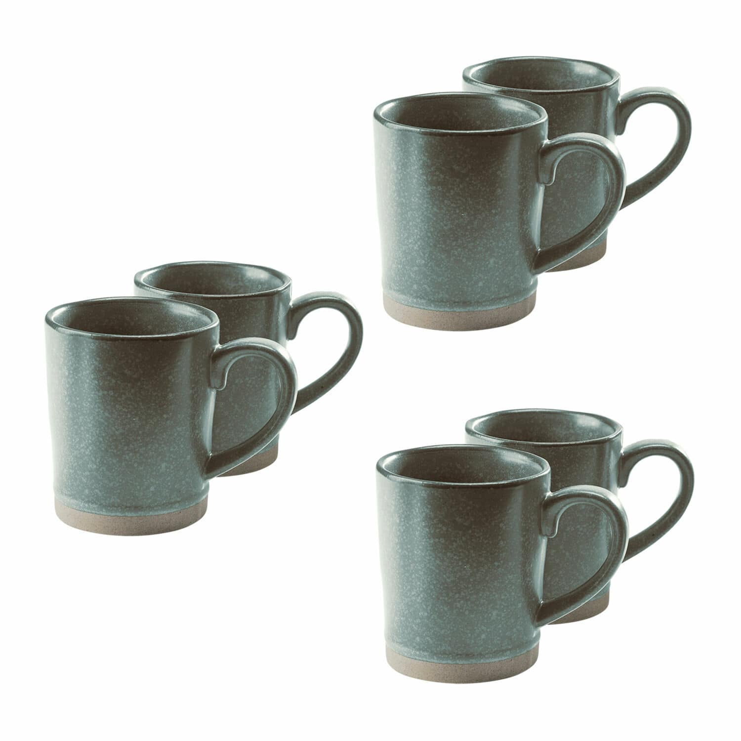 Tasse 6er Set Biarré Set aus sechs grauen Keramiktassen mit Griffen, ideal für Kaffee und Tee