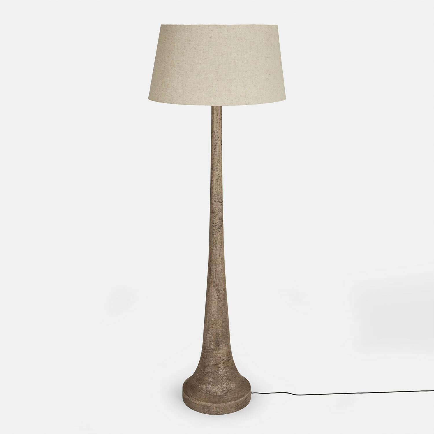 Stehlampe Helsfjord Stehlampe mit Holzfuß und beigem Lampenschirm, modernes Design für Wohnzimmerbeleuchtung