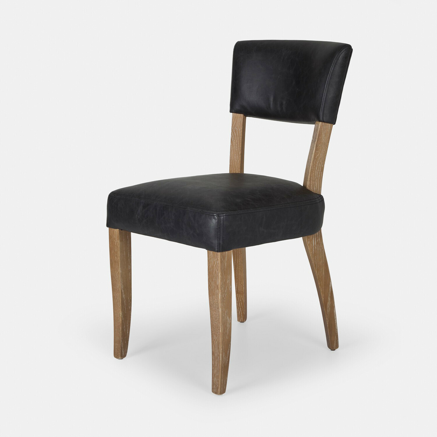 Stuhl Norevaux Stuhl mit schwarzem Lederbezug und Holzbeinen, moderner Esszimmer- oder Bürostuhl