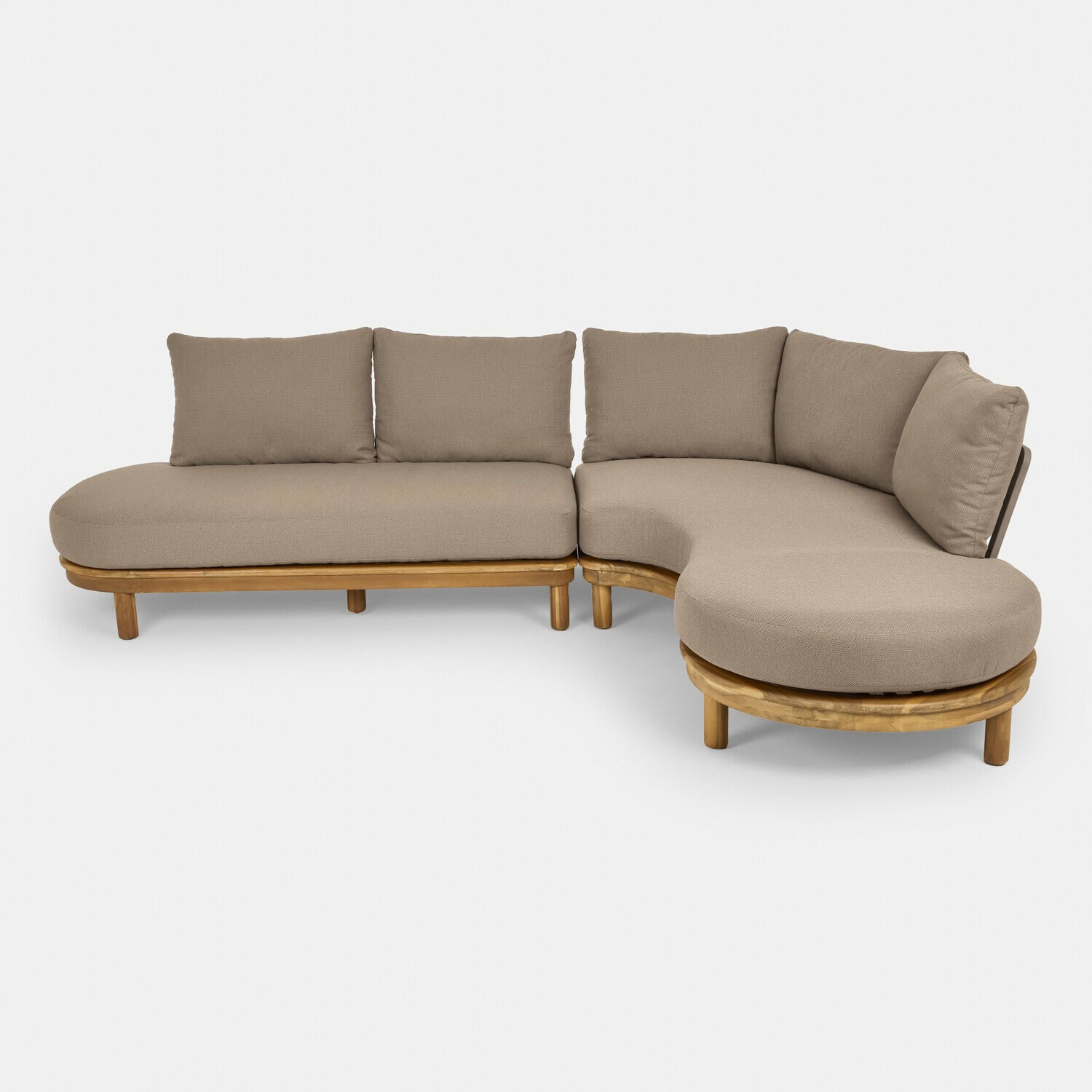 Sofa Jorlenna Ecksofa mit beigem Stoffbezug und Holzgestell, modernes Wohnzimmermöbel