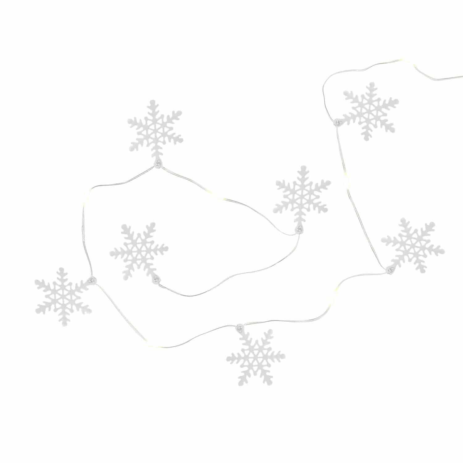 Lichterkette Azmira Lichterkette mit weißen Schneeflocken auf dünnem Draht für winterliche Dekoration