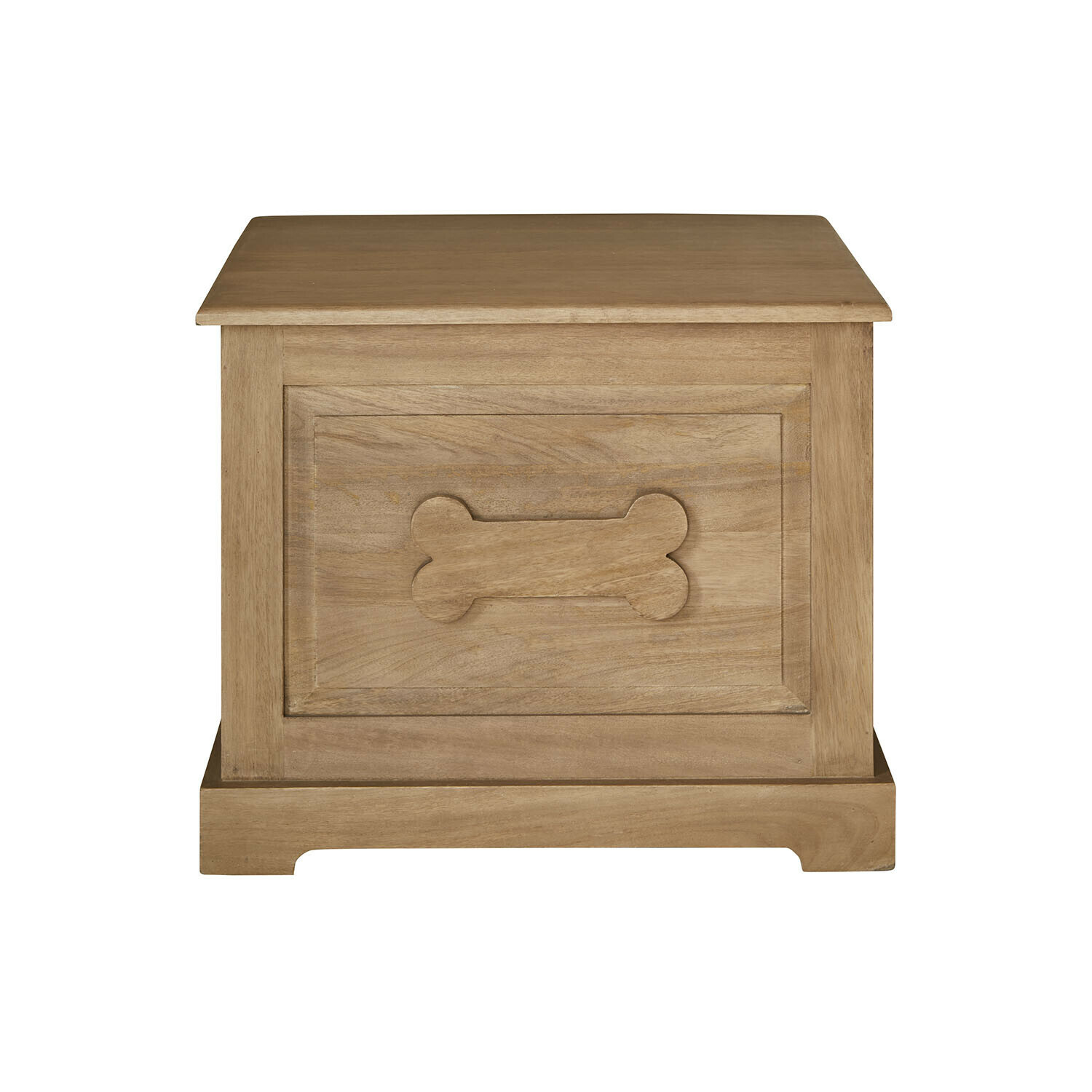 Truhe Alourine Holztruhe in Naturfarbe mit Knochenmotiv, Aufbewahrungsmöbel für Hundespielzeug