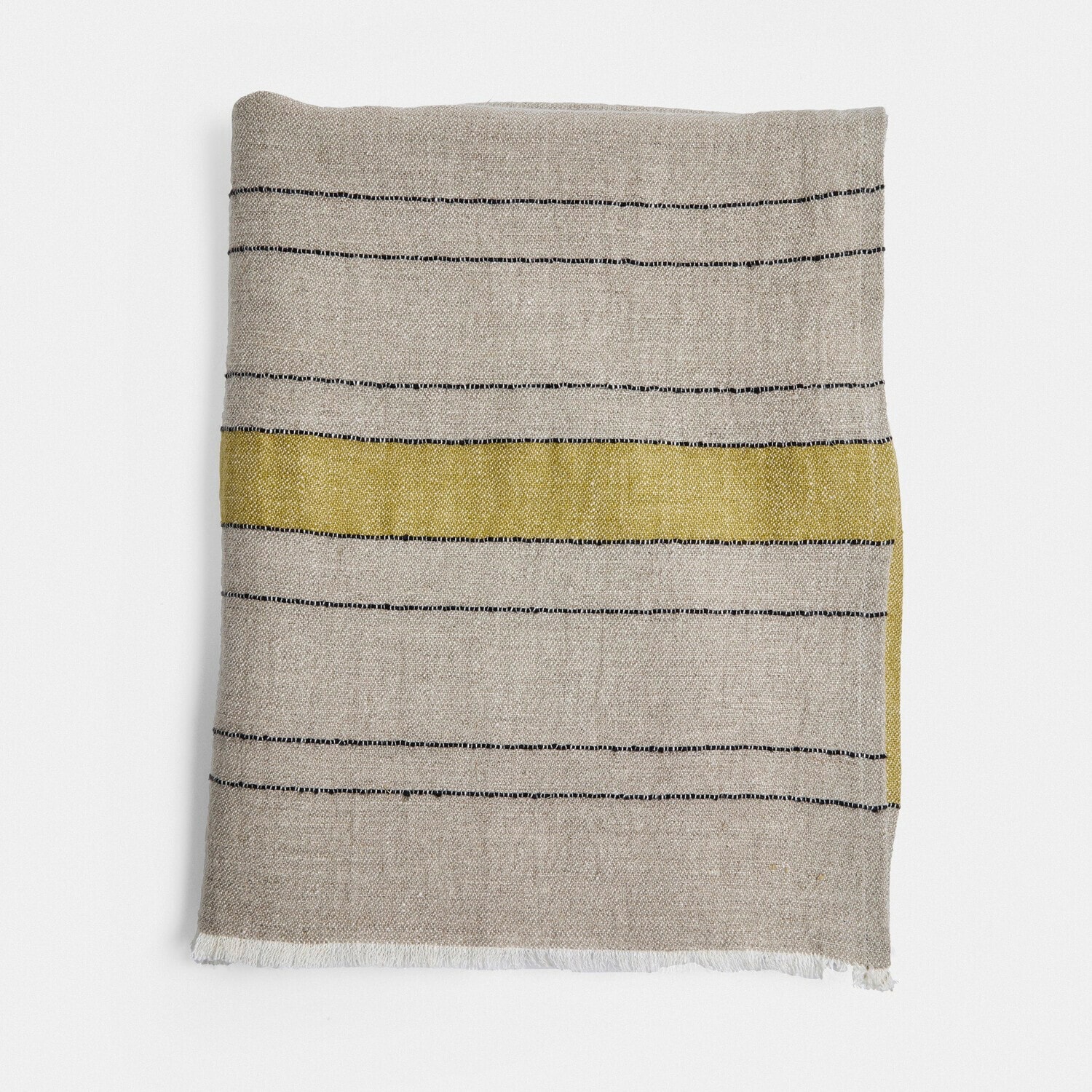Plaid Brisalda Beige Leinen-Decke mit schwarzen und gelben Streifen, weicher dekorativer Wohntextilartikel