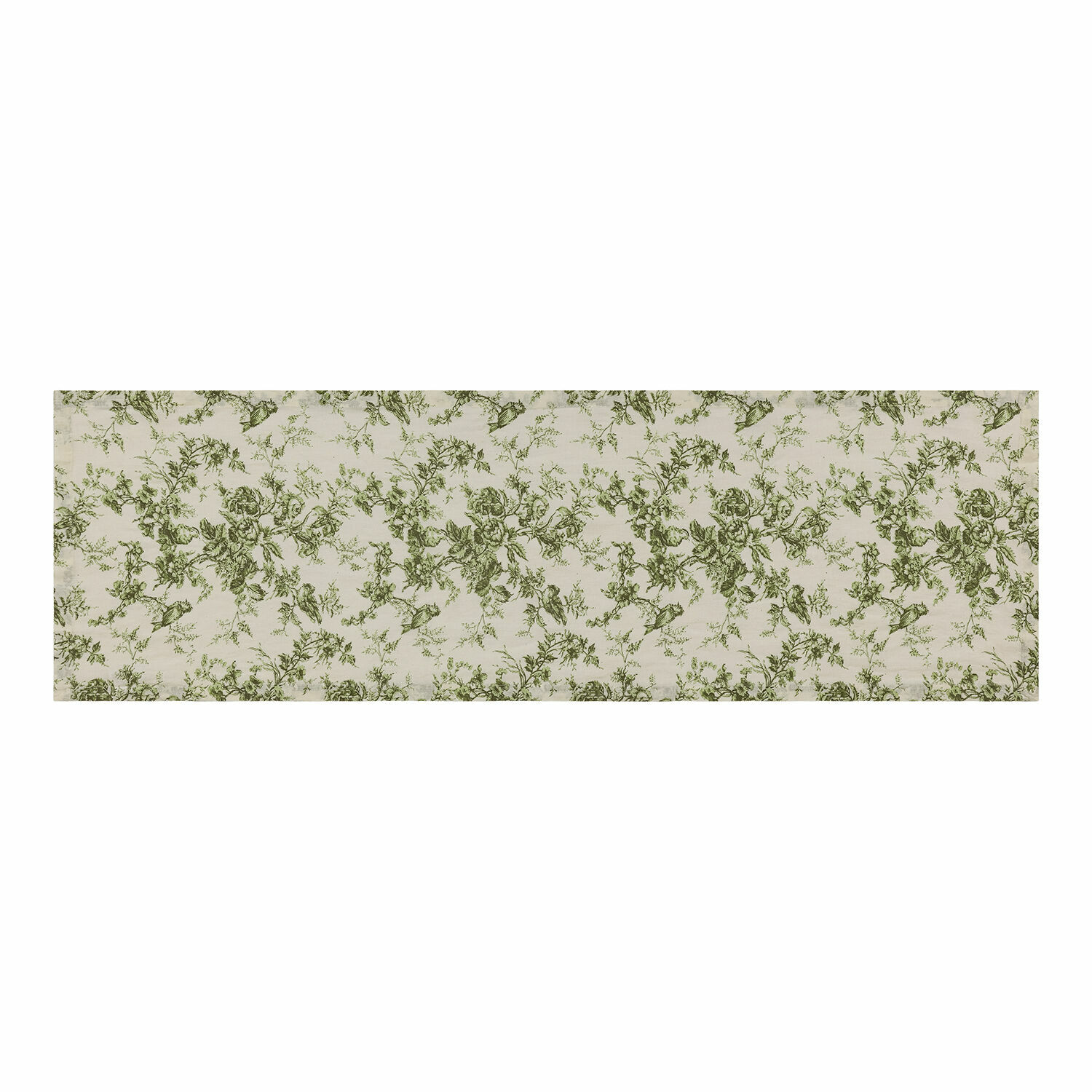 Tischläufer Mercier Tischläufer mit grünem Blumenmuster auf cremefarbenem Stoff, Tischdeko, Textil