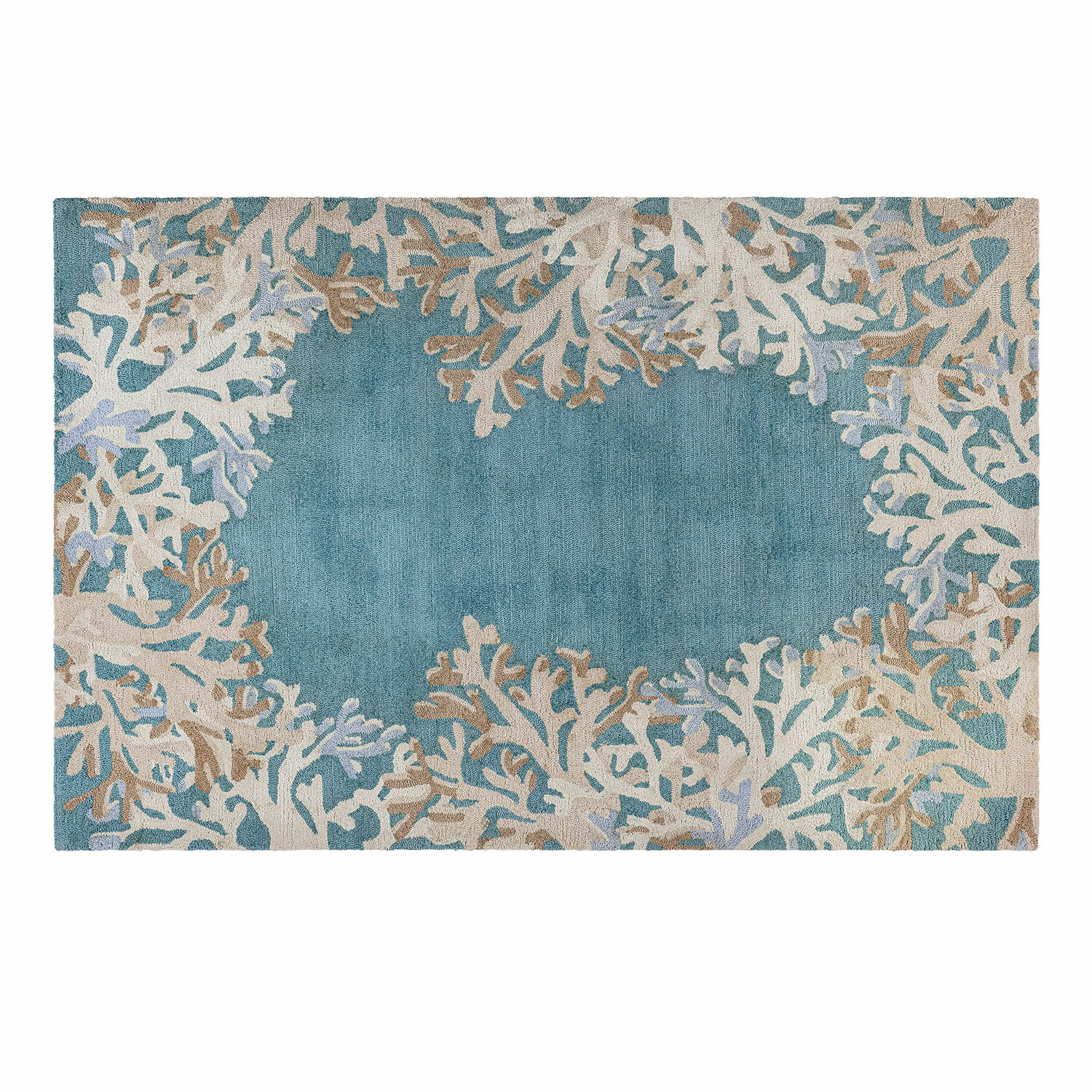 In- & Outdoorteppich Dorlancourt Teppich mit Korallenmuster in Beige und Blau, weiches Material, stilvolle Wohnraumdeko